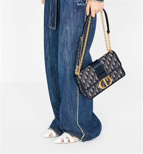 30 Montaigne Chain Bag Blue Dior Oblique Jacquard 